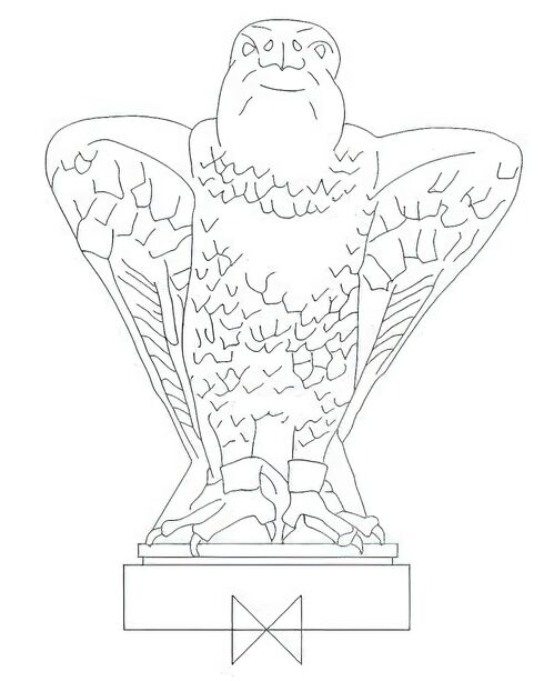 Garten Steinfigur mit Falke - Albus / Terrakotta