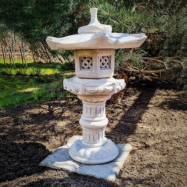Romantische Säulen Laterne aus Steinguss für den Japangarten - Elpida