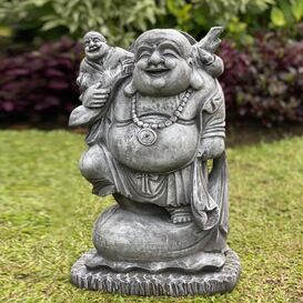 Chinesische Buddha Gartenskulptur aus Steinguss - stehend...