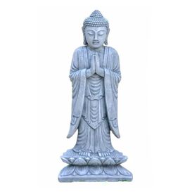 Stehende Buddha Skulptur aus Steinguss - Geste der...