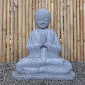 Beruhigende Steinguss Gartenskulptur - Sitzender M�nch -...