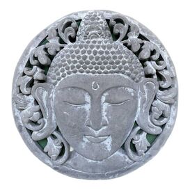 Rundes Wandbild mit indischem Buddha Gesicht - Halu