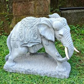 Wetterfeste Elefanten-Skulptur aus Steinguss &ndash;...