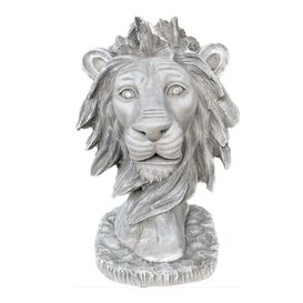 Imposante Steinguss L�wenkopf Gartenfigur - Samso