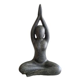 Sitzende Steinguss Yogaskulptur - Meditationspose mit...