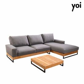 Zeitloses Lounge Set mit Tisch aus Holz & Metall -...