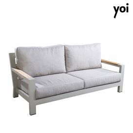 Graues 3-Sitzer Sofa aus Aluminium & Teakholz - Bango...
