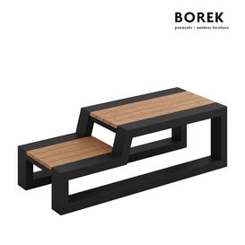 Stufiger Beistelltisch aus Aluminium & Teakholz von Borek - Ribbon Beistelltisch