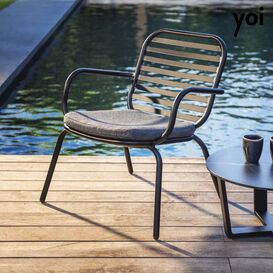 Schlichter schwarzer Gartenstuhl aus Aluminium - Tomo...