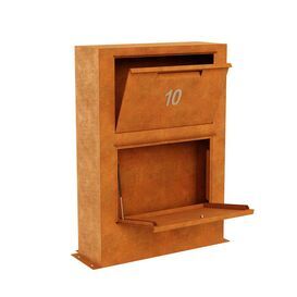 Cortenstahl Briefkasten breiter Standbriefkasten mit...