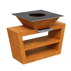 Stilvolle Cortenstahl Outdoor K�che mit Grillplatte