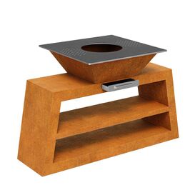 Moderne Cortenstahl Outdoor K�che mit Grillplatte