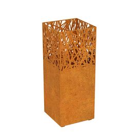 Hoher Cortenstahl Feuerkorb mit Laser-Cut Optik