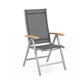Zeitloser Outdoor-Stuhl aus Edelstahl & Teak -...