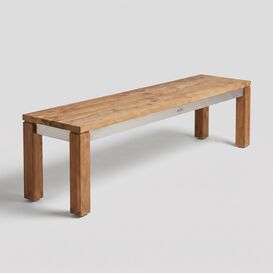 Massive Gartenbank aus recyceltem Teakholz & Edelstahl...