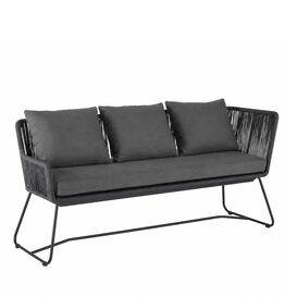 Stilvolle Lounge Bank mit Rope-R�cken - Edelstahl-Gestell...