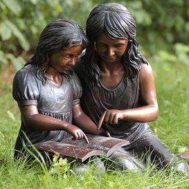 Bronzefiguren - Lesende M�dchen mit Buch