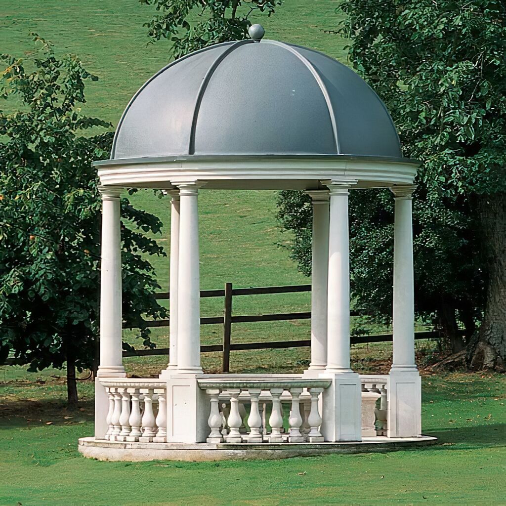 Image of Garten Säulenpavillon aus Stein - Providence / Portland weiß / Schmiedeeisen