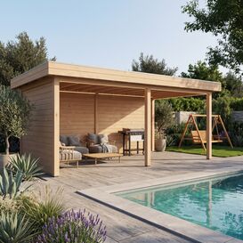 Hochwertige XXL Holz-Gartenlounge 588x300cm in modernem...