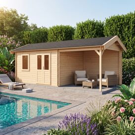 Hochwertiges Holz-Blockhaus 400x300cm als kompletter...