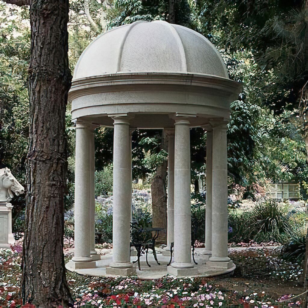 Image of Garten Tempel mit Säulen - Villeneuve / Portland weiß / Schmiedeeisen