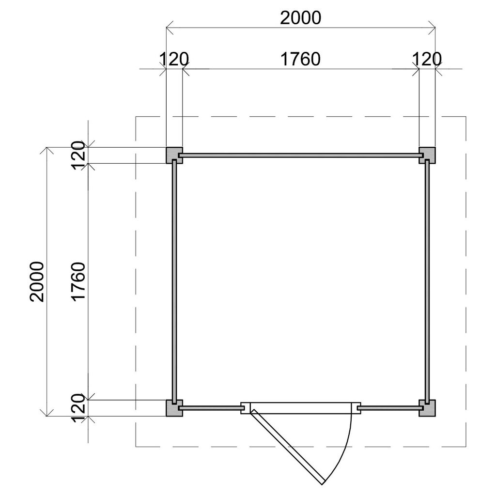 Exklusives Premium Gartenhaus aus Holz 200x200cm zur Selbstmontage - Gartenhaus Domo