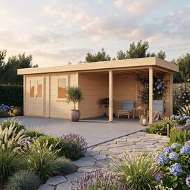 Modernes Qualit�ts-Gartenhaus 388x300 mit Vordach f�r...