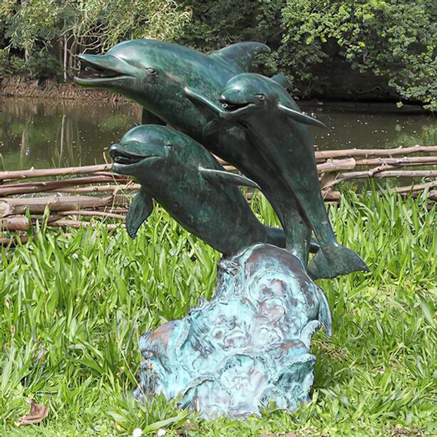 Bronze Wasserspeier mit Delfinen - Mauritius