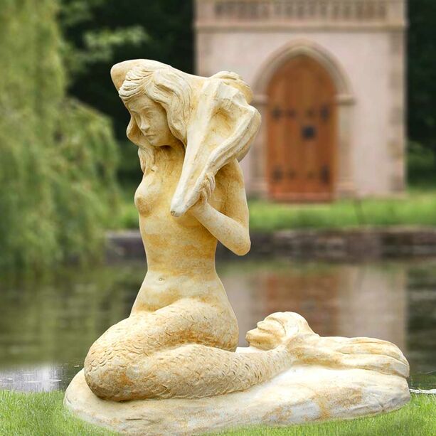 Meerjungfrau Stein Skulptur - Aria / Portland wei