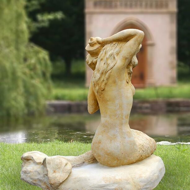 Meerjungfrau Stein Skulptur - Aria / Portland wei