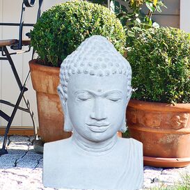 Wertvolle Buddha Steinbste in Natur Steinguss