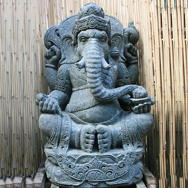 Kunstvolle Ganesha Skulptur aus Stein Unikat - Ganapati