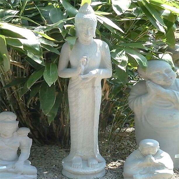 Goße stehende Buddha Statue aus Steinguss - Kinkara