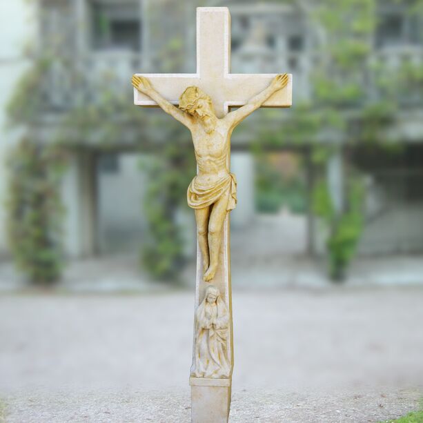 Großes Stein Kreuz mit Jesus Figur - Jesus Cruzifix