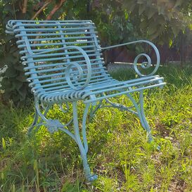 Schmiedeeisen Garten Stuhl mit Armlehne antik - Coralie