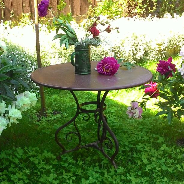 Bistro Garten Tisch rund aus Metall nostalgisch - Noelie