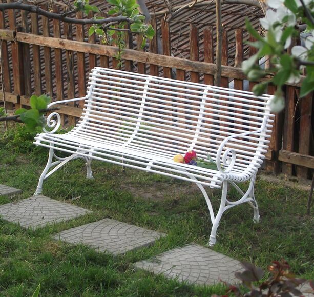 Antik Gartenbank 3-Sitzer aus Schmiedeeisen - Isidore / grn