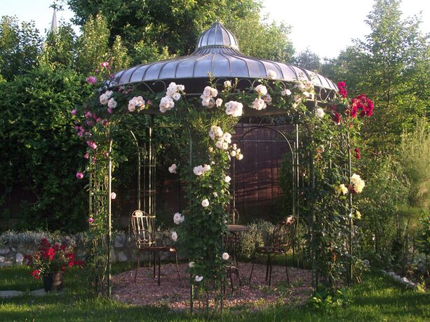 Nostalgischer Garten Pavillon aus Schmiedeeisen - Safia / grn / ohne Dach