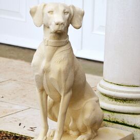 Mops Figur Tierfigur Lebensgroß Stehend Hund Skulptur Gartenfigur Deko Groß Weiß 